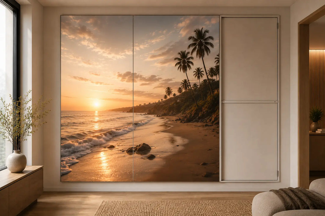 LYOLEY modular display frame with printed fabric graphic installed as a retail feature wall